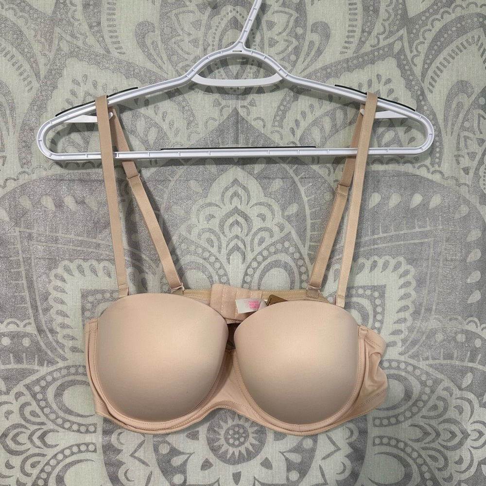 Nwt $36 Victorias Secret Wear Everywhere Strapless Push Up Bra Beige Padded 38B
